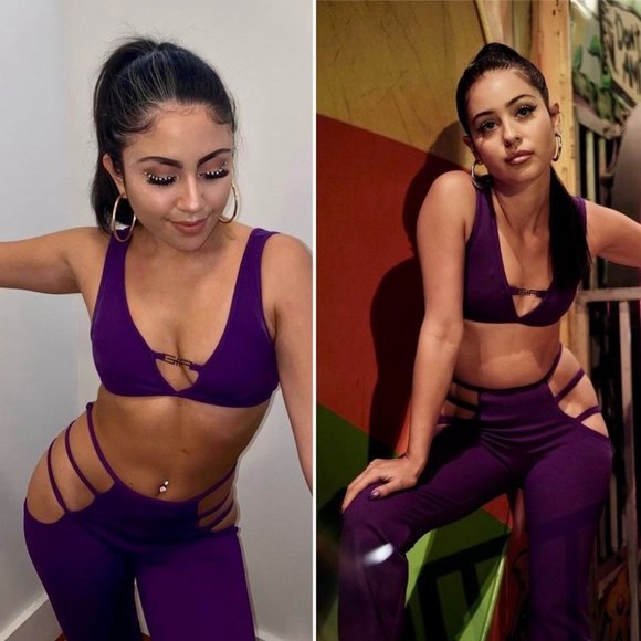 I.AM.GIA Pants - NWT I.AM.GIA Purple SET Lu­cid Bra Top & Flared Cutout Pant Euphoria Maddy XS M